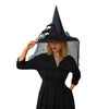 SSPalu Halloween Deluxe Witch Hat Veils Spiders Feathers Felt Wizard Cap Women Men Wide Brim Pointed Hat Party Carnival Cosplay Costume