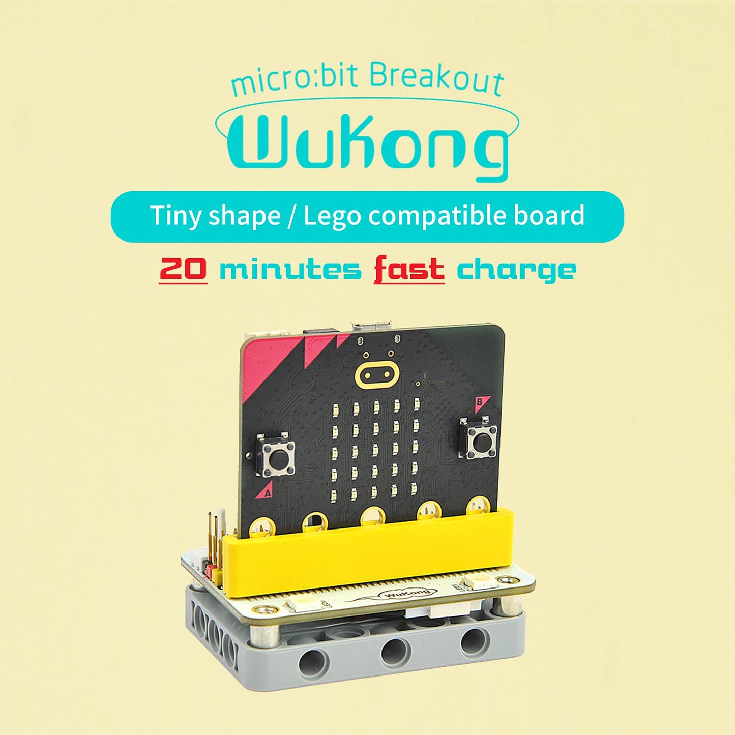 ELECFREAKS microbit Wukong Expansion Board Adapter for microbit Drive 8-Way Servo / 2-Way Motor / 8-Way Sensor, Breakout Board with 8 LED / 4 Rainbow