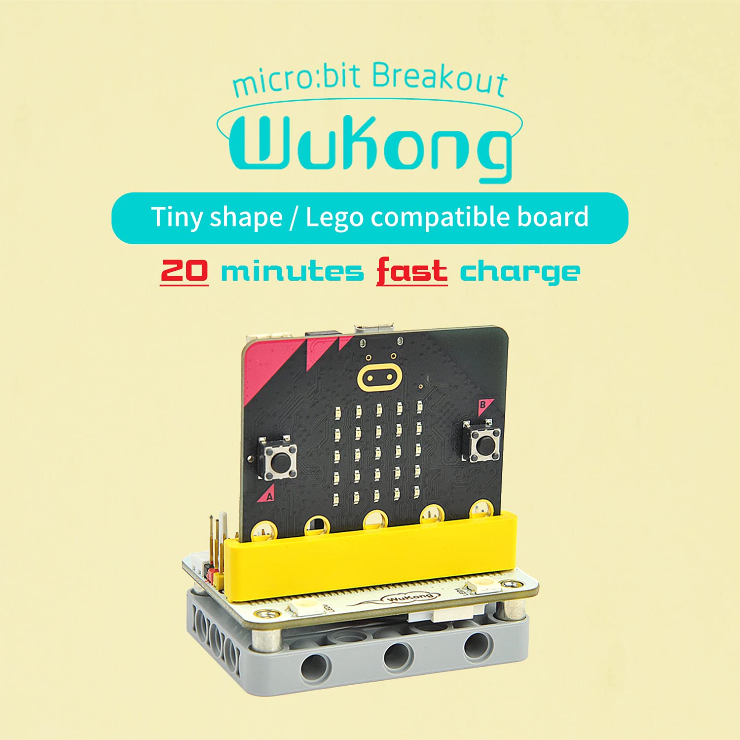 ELECFREAKS microbit Wukong Expansion Board Adapter for microbit Drive 8-Way Servo / 2-Way Motor / 8-Way Sensor, Breakout Board with 8 LED / 4 Rainbow