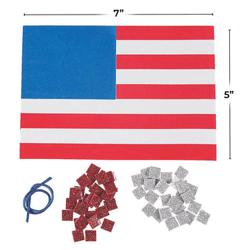 Fun Express Mosaic Foam Flag Ornament Craft Kit Makes 12 - Bulk Crafts for Kids & Classroom Craft Supplies | Easy Patriotic Holiday Crafts