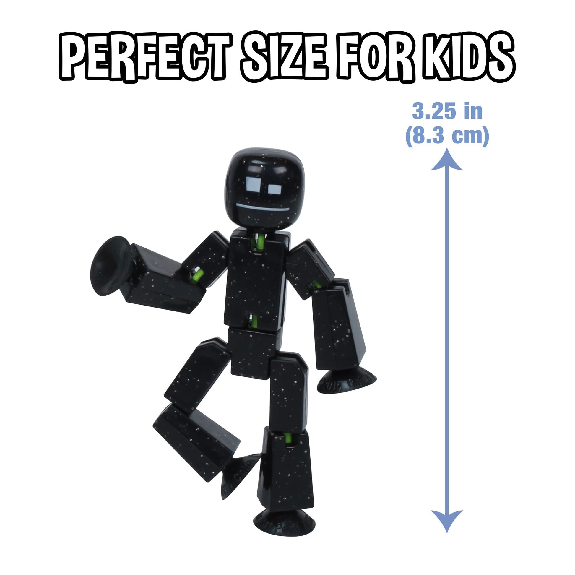 Zing StikBot Single Pack - Includes 1 StikBot - Collectible Action Figures and Accessories, Stop Motion Animation, Ages 4 and Up (Solid Black Sparkle)