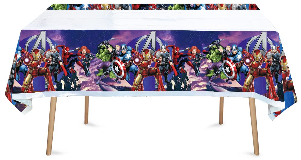 Losede 2pcs Superhero Tablecloth Table Cover, for Superhero Theme Birthday Party Supplies Decorations (70" x 42")