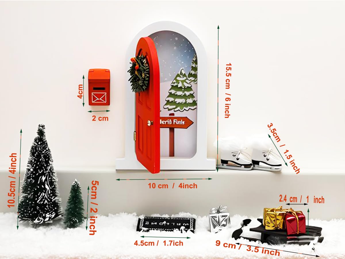 Tonttuovi Christmas Elf Accessories Wooden Miniature Elf Door for Wall for Elf Arrival Ideas