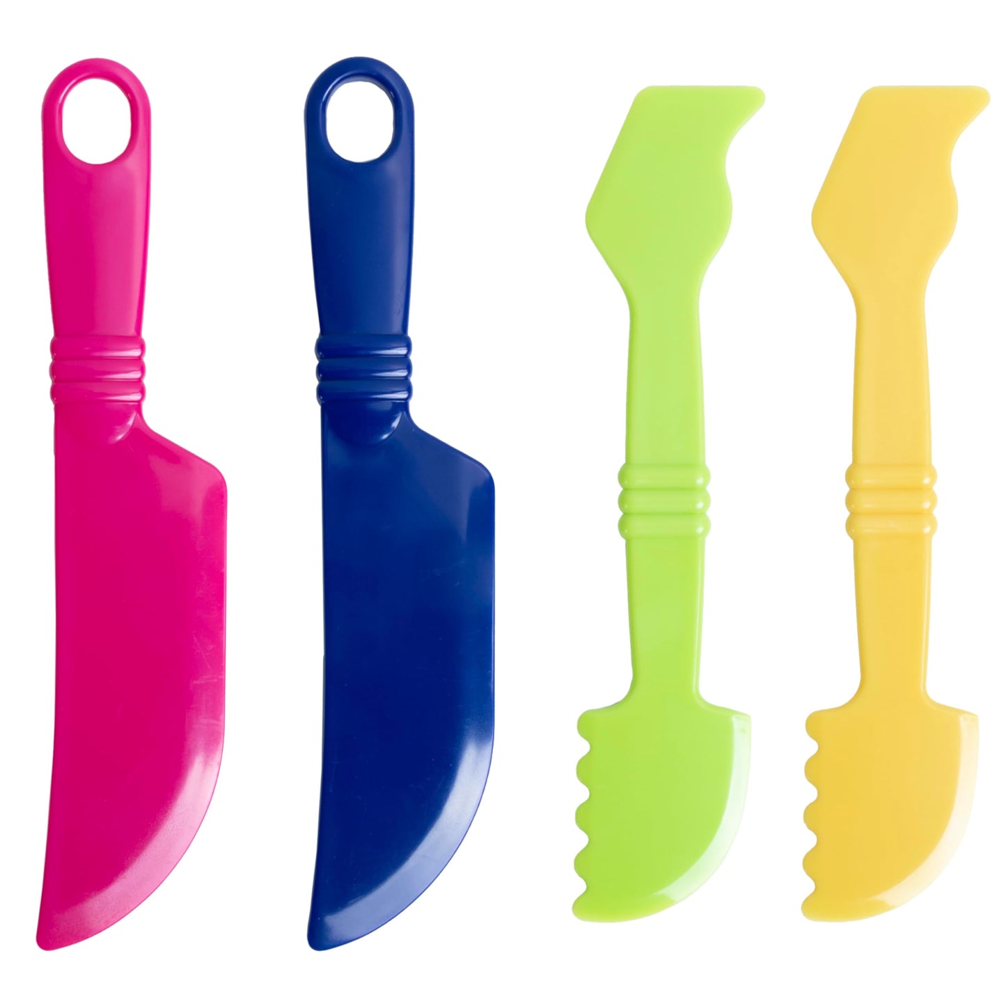 READY 2 LEARN Dough Cutting Tools | 4 Piece Playdough Accessories | 2 Knives and 2 Spatulas | Clay and Dough Tools for Toddlers | Chunky Plastic