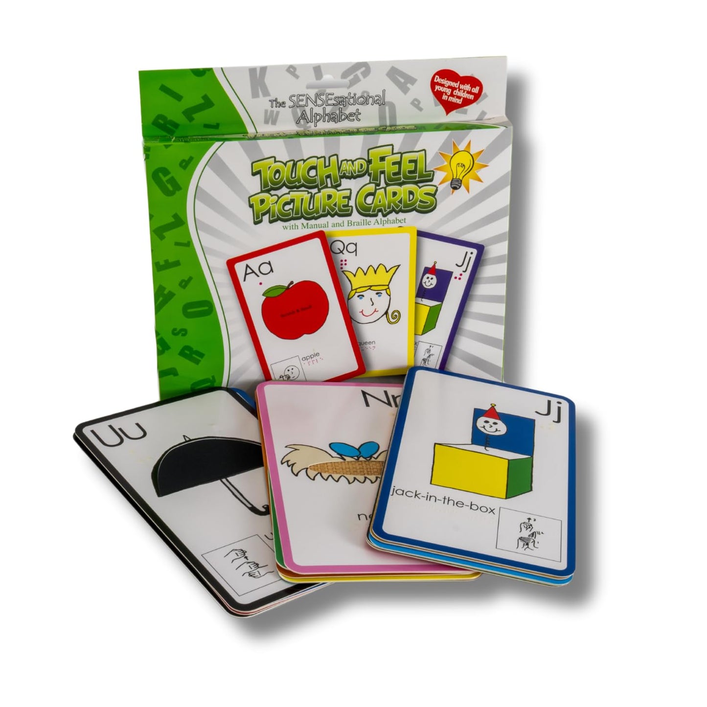 The Sensesational Alphabet Touch and Feel Flash Cards for 1 Year Old and Above - Multi-Sensory Cards for Toddlers and Kids with Braille and ASL