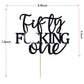 Unoggsor Fifty Fucking One Cake Topper - Happy 51st Birthday Cake Decor - Cheers to 51 Years Birthday Party Decorations Supplies, Black Glitter