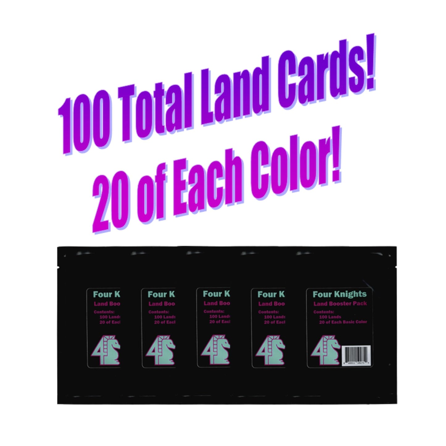 Four Knights: MTG TCG Basic Land Booster Pack 100 Cards 20 of Each Color Compatible with Magic