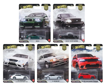Hot Wheels Premium Car Culture Power Trip Complete Set, 5 Die-Cast Cars, BMW M3, Ford F-150, Mercedes-Benz, Jeep Trackhawk FPY86-961R