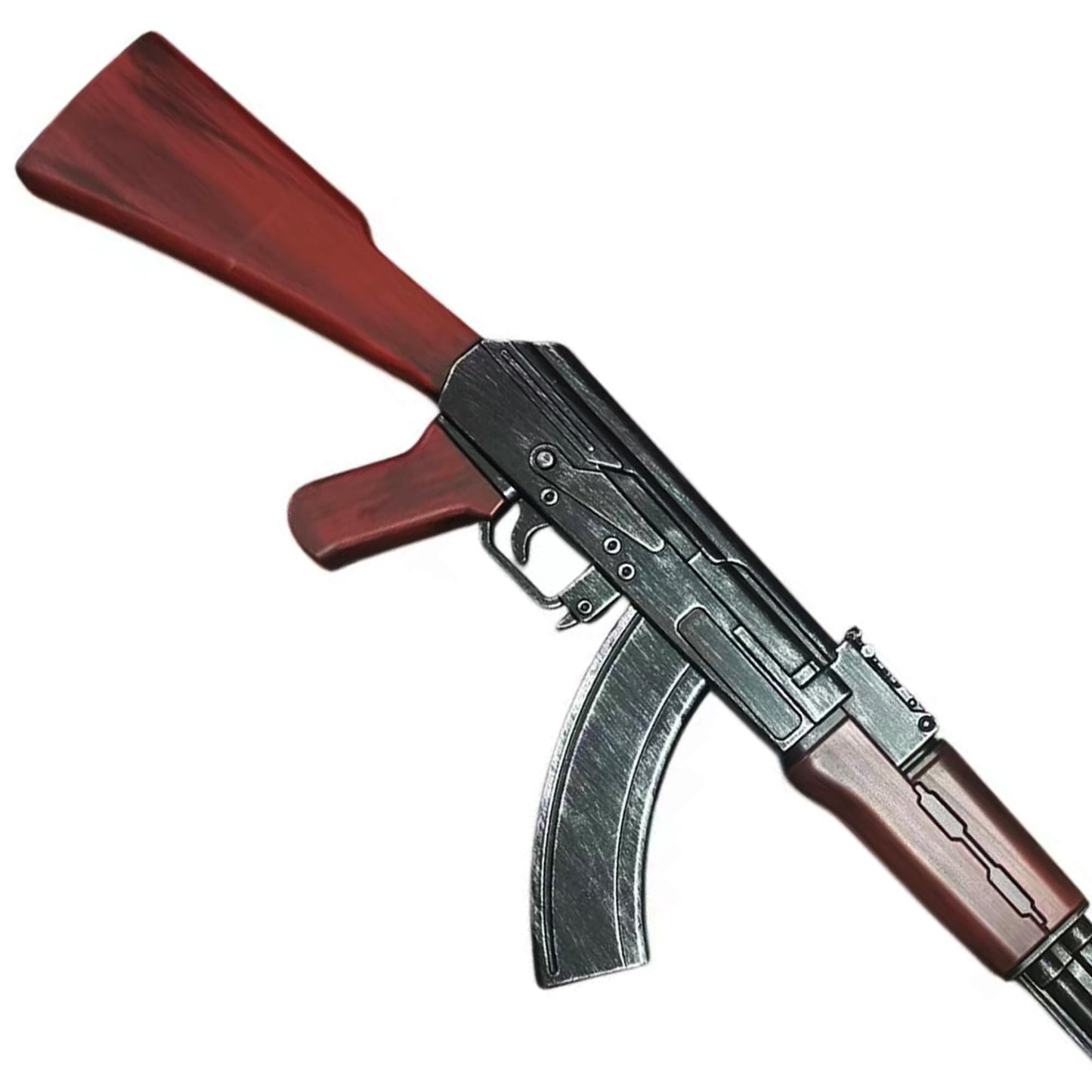 35" Foam AK Style Rifle Prop with Orange Safety Tip, Lightweight Foam Costume Weapon for Cosplay, Halloween, Film Prop, LARP Accessory, Not Real