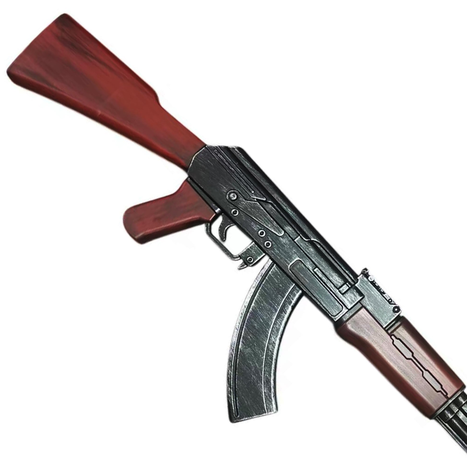 35" Foam AK Style Rifle Prop with Orange Safety Tip, Lightweight Foam Costume Weapon for Cosplay, Halloween, Film Prop, LARP Accessory, Not Real