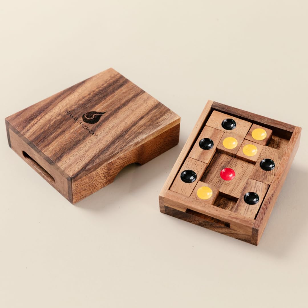 Setting Sun: STEM Sliding Block Puzzle AKA Huarong Dao or Klotski from SiamMandalay with SM Gift Box(Pictured) Improve Critical Logical Thinking