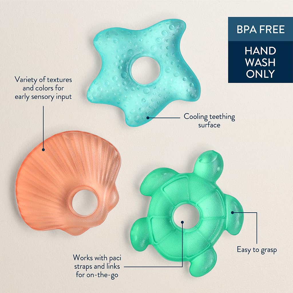 Itzy Ritzy Water-Filled Teethers - Cold Cutie Coolers Textured On Both Sides to Massage Sore Gums & Emerging Teeth - Can Be Chilled in Refrigerator