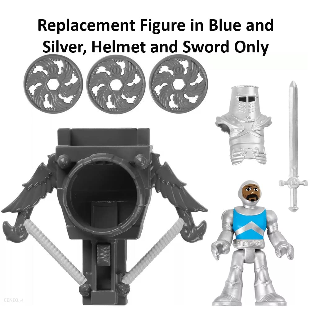 Imaginext Replacement Parts for Fisher-Price Clobbering Crossbow Playset - HCG67 ~ Replacement Figure in Blue and Silver, Helmet and Sword