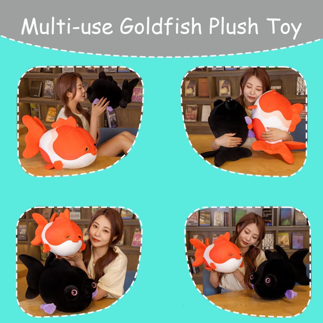 ELAINREN Ultra-Soft Red Goldfish Plush Pillow Cuddly Bubble Fish Stuffed Animals Toy Lifelike 3D Carp Plushies Cushion Decor Gifts/13.8''