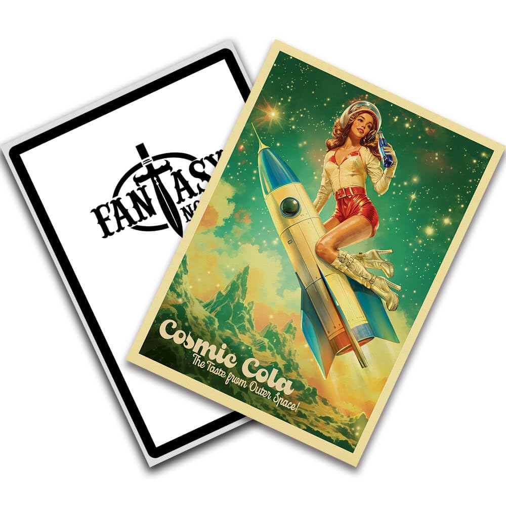 Fantasy North - Cosmic Cola #2-50s Retro Vintage - Rocket Girl - 100 Textured Matte TCG Card Sleeves - Fits Magic MTG Commander Pokemon and Other Card