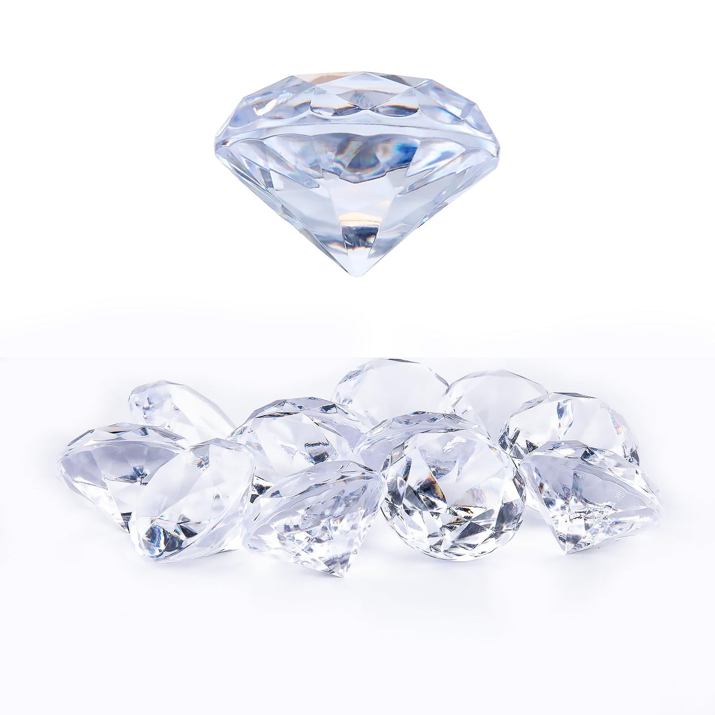 Niceup 26PCS Fake Diamonds Gem Toys, 1.5in Clear Pool Diving Gems Acrylic Plastic Gemstones for Kids, Party Décor Jewels Treasure Hunt Hiding Sensory