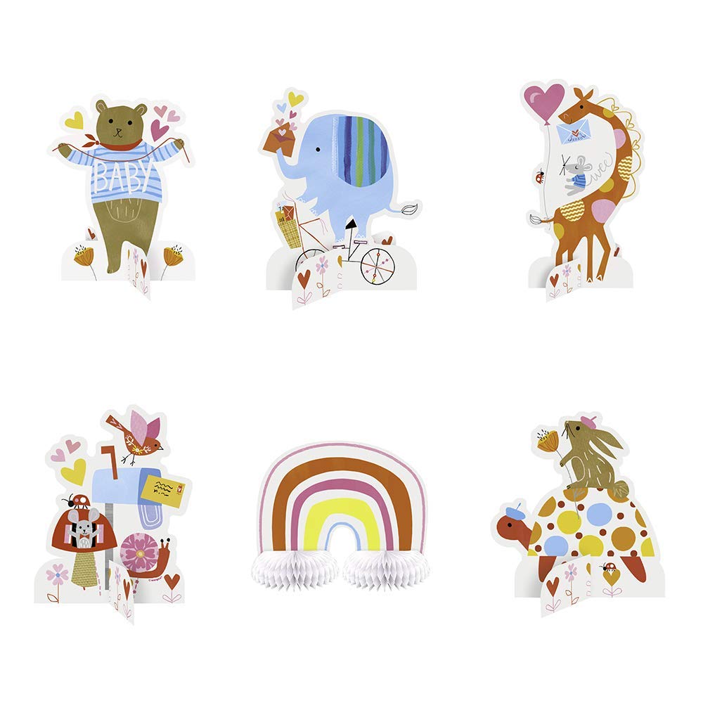 Assorted Design Zoo Baby Shower Centerpiece Decorations - Pack of 6, Charming & Eye-Catching Design - Great Decor For Your Little One's Special Day