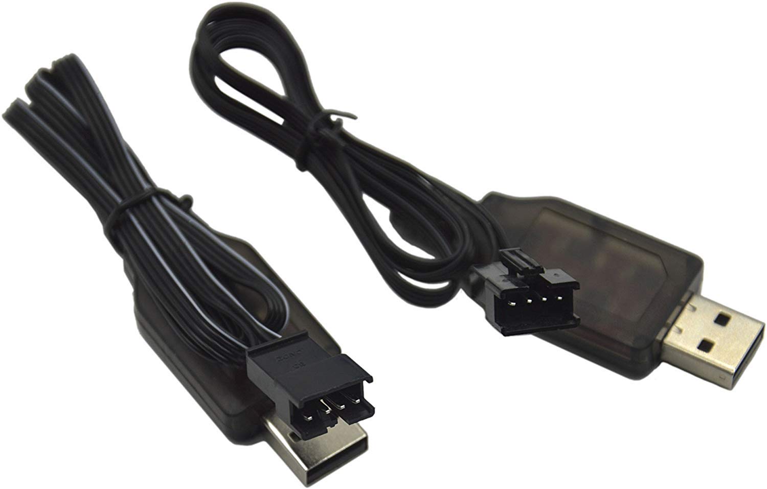 Blomiky 2 Pack 7.4V / 2 x 3.7V 400mA Lithium Battery Charger Cable with SM-4P 4 pin Plug for Old Version UDI001 UDI008 UDI009 and HJ808 HJ812 RC Boat