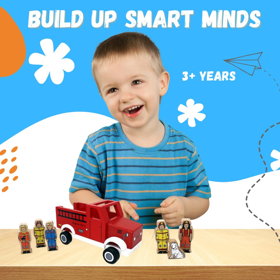 Jack Rabbit Magnetic Wooden Fire Truck - with Figures - Ages 3+