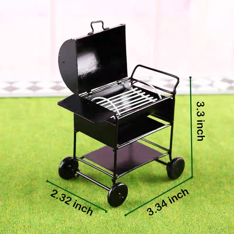 Mini House Miniature Square Barbecue Grill Oven Figurine Garden Cooking Tool Kitchen Accessories Decoration Fake Barbecue Food Realistic Drink Beer