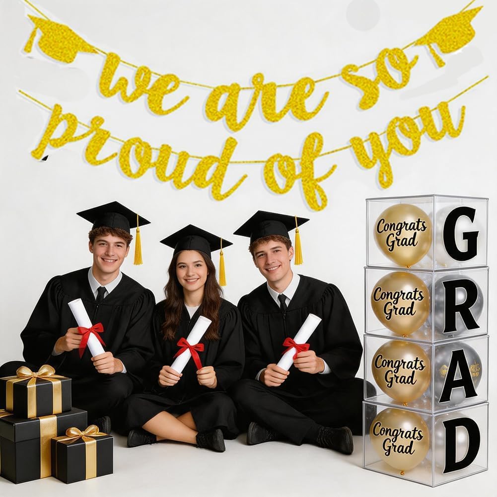 2026 Graduation Banners Party Decorations Gold Glitter Graduations Banners