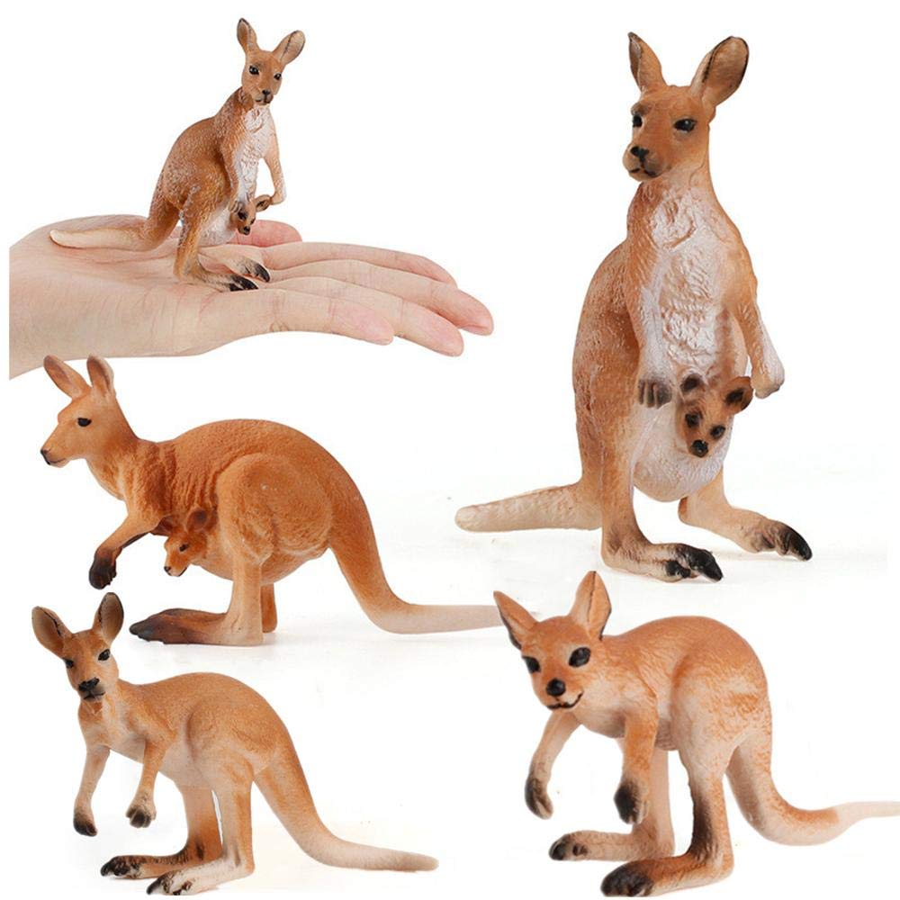 4PCS Safari Animal Figurines, Cake Topper, Toy Animals for Kids with Kangaroos