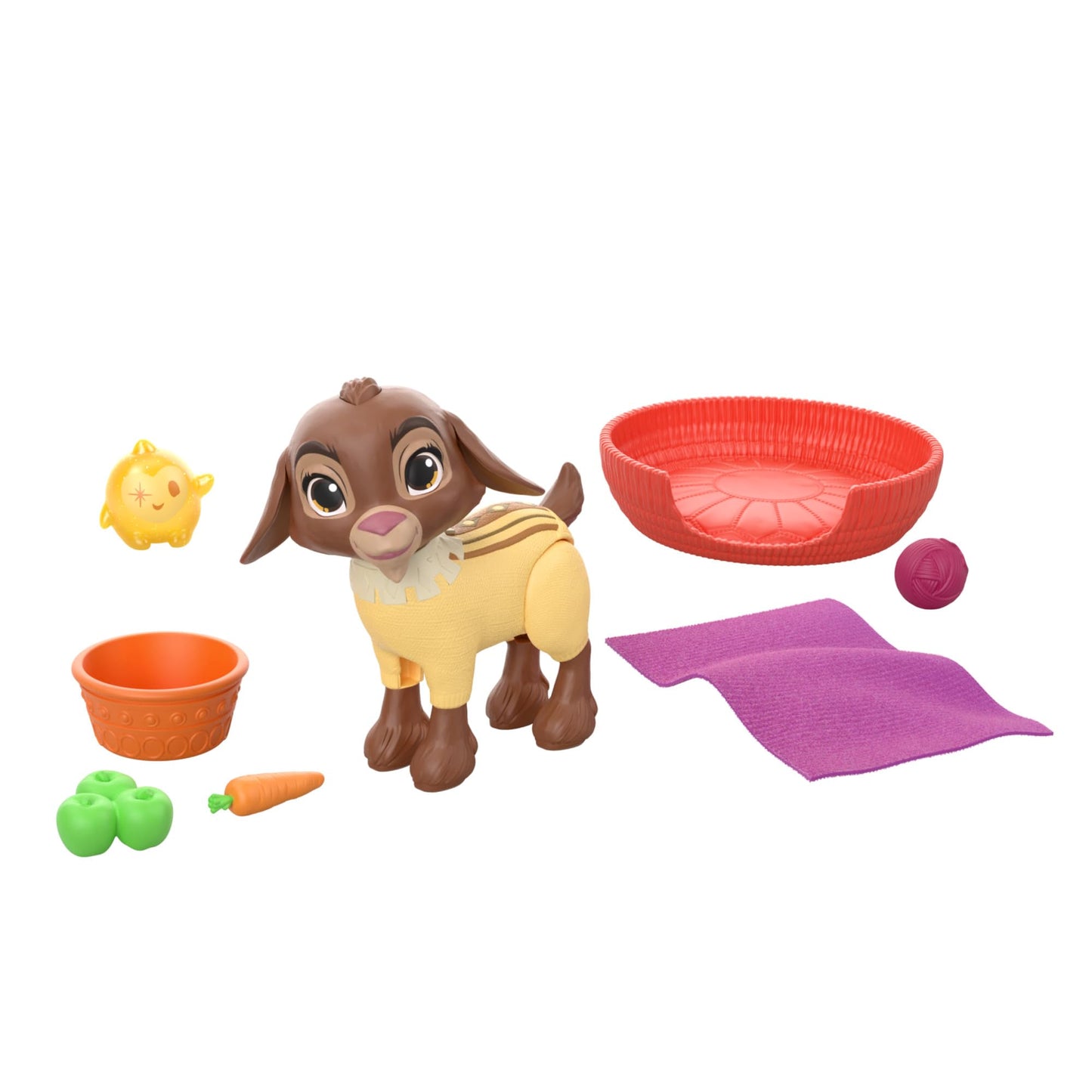 Mattel Disney Wish Dolls, Valentino & Star Figures Set & 6 Accessories Like Pet Bed & Blanket, Goat Figure Bends Back Legs, Inspired by The Movie