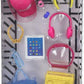 Barbie Doll Accessory Pack, Boombox, Headphones, Tablet, Tote Bag, Water Bottle GHX34