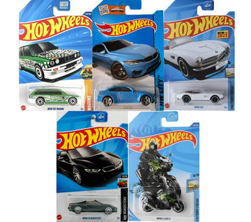 Hot Wheels BMW Random 5 Pack! Assorted Variety Mystery Bundle (No Duplicates!) [Styles May Vary] 1:64 Scale Diecast Toy Vehicles