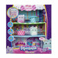 Squishville by Original Squishmallows Sweet Shop - Playset with 2-Inch Priya The Purple Panda, Tres’zure The Teal Cat & Bistro Table and Chair - Toys