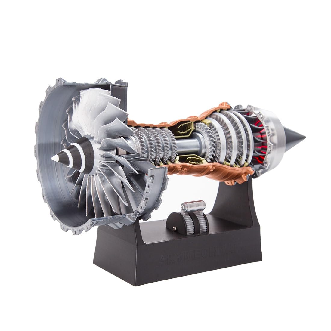 ENGINEDIY Jet Aircraft Turbofan Turbojet Engine Model 3D Printed Functional Turbofan Aero Aircraft Engine DIY Assembly Model Tabletop Engine