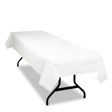 Tablemate, TBLPT549WH, Table Set Poly Tissue Table Cover, 6 / Pack, White, "108" x 54"