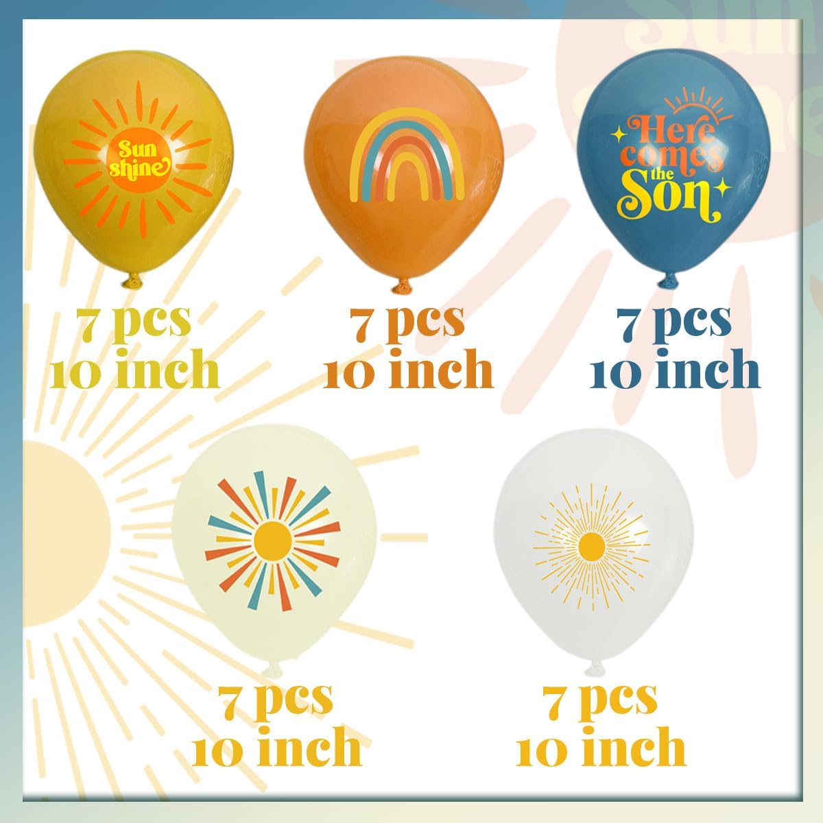 Here Comes The Son Baby Shower Decorations,35pcs Boho First Trip Around The Sun Balloon,Sunshine Party Retro Latex Balloons for You are My Sunshine