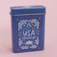 Pippi Post USA Trivia Card Game with Storage Tin - 50 American History, Culture & Landmark Quiz Cards - Travel-Friendly Trivia Deck for Road Trips