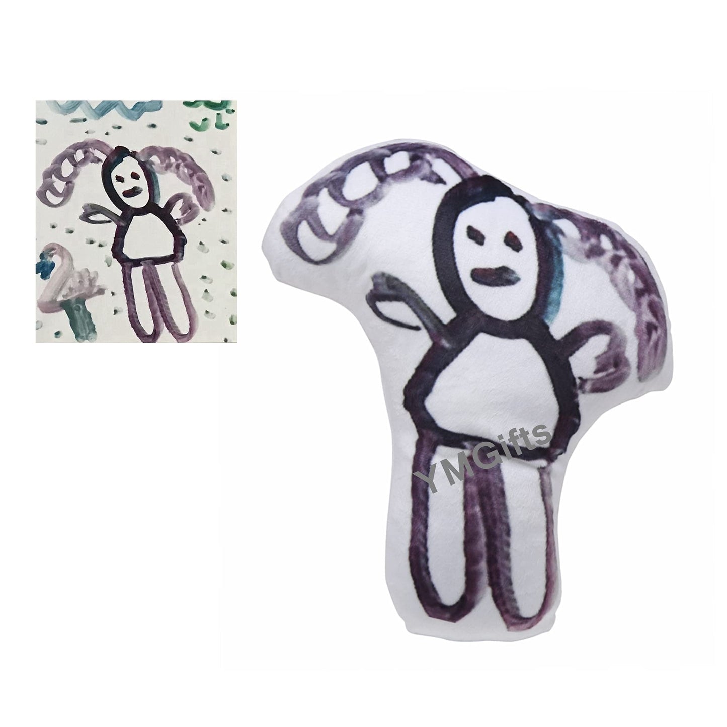 YMGifts Doll from Child's Drawing Kids Drawing Plush Custom Kids Plushie Kids Art Plush Custom Drawing Plush Kids Drawing Pillow, colorful, 8 inch
