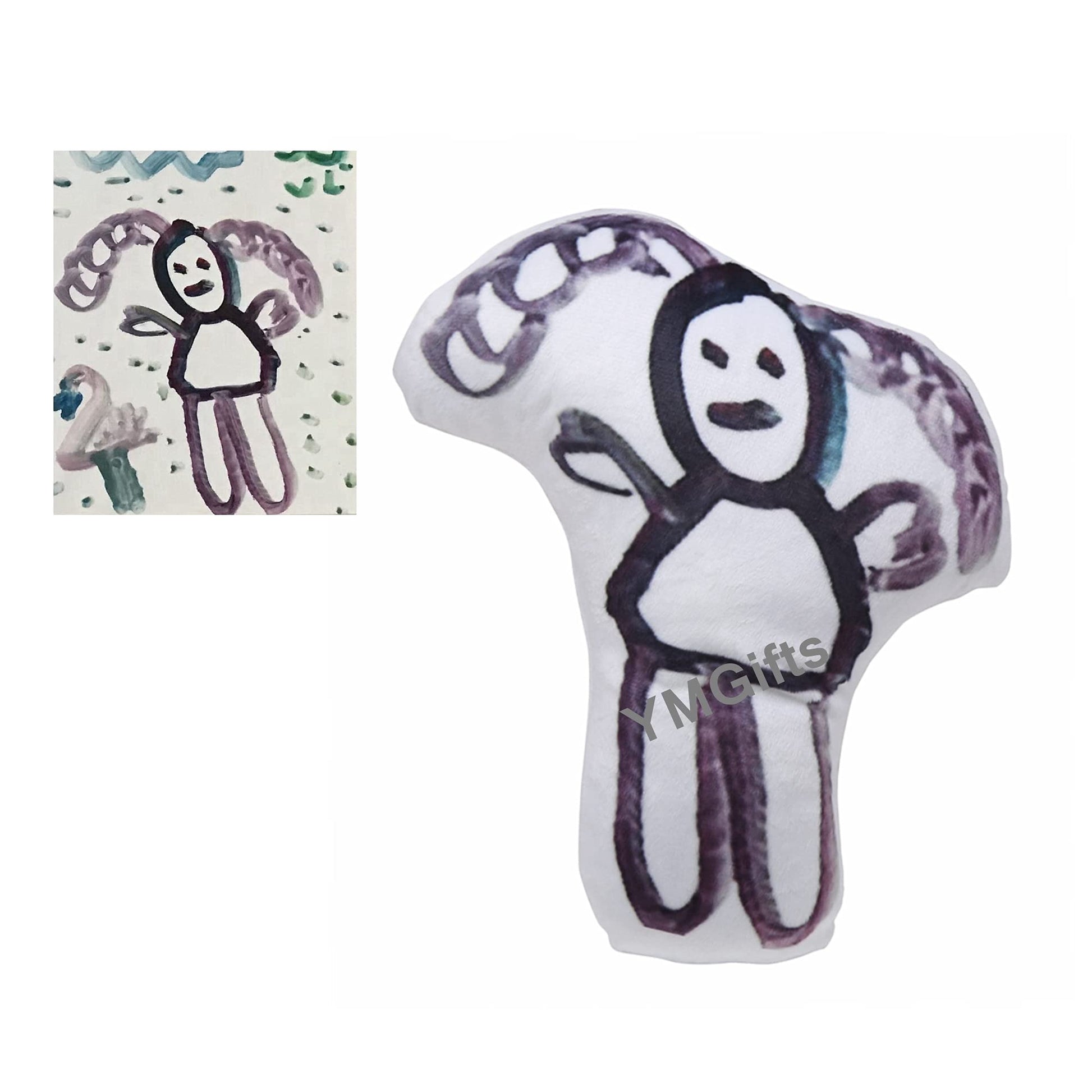 YMGifts Doll from Child's Drawing Kids Drawing Plush Custom Kids Plushie Kids Art Plush Custom Drawing Plush Kids Drawing Pillow, colorful, 8 inch