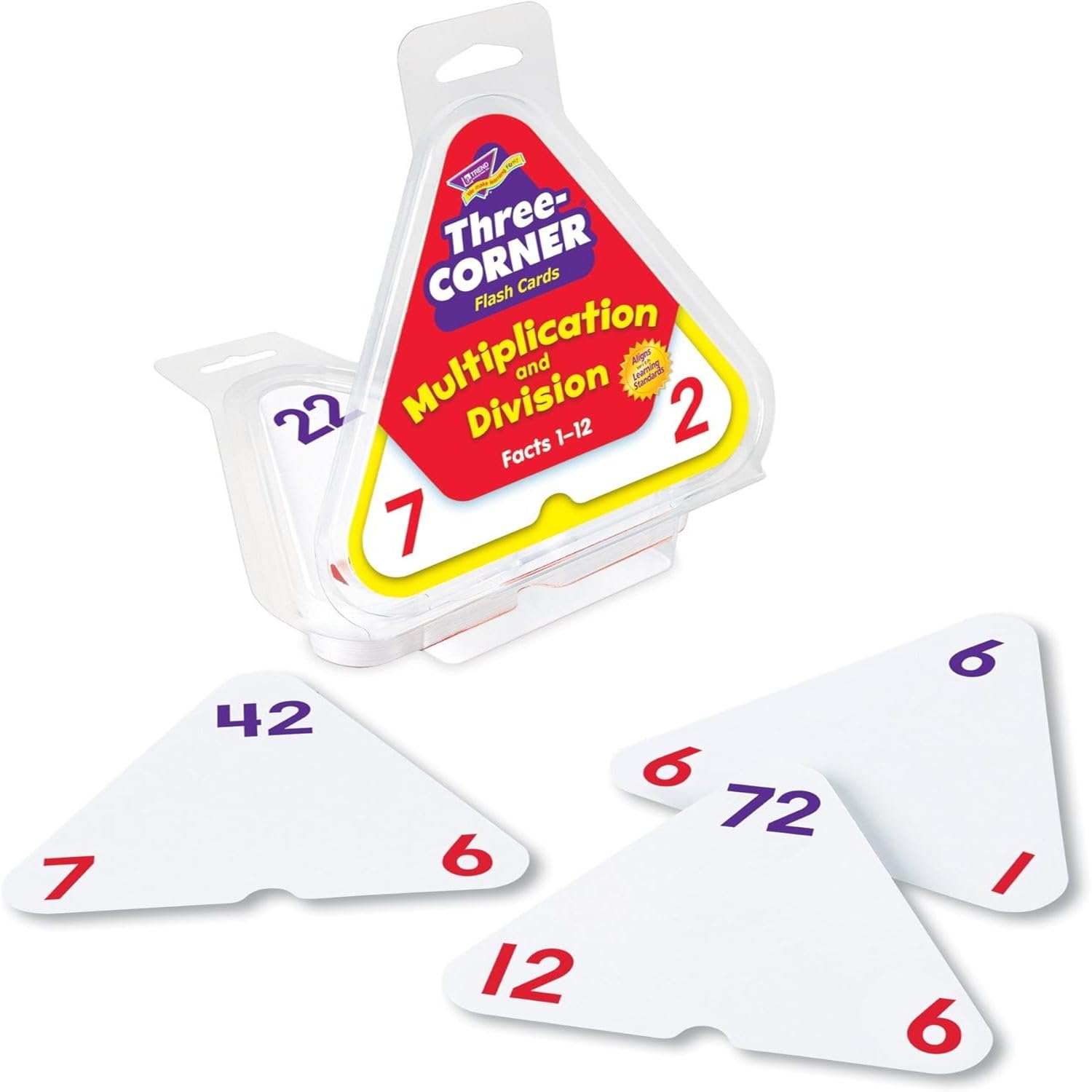 Trend Enterprises: Three-Corner Multiplication and Division Flash Cards, Interactive Self-Checking Cards, Exciting Way for Everyone to Learn, 48