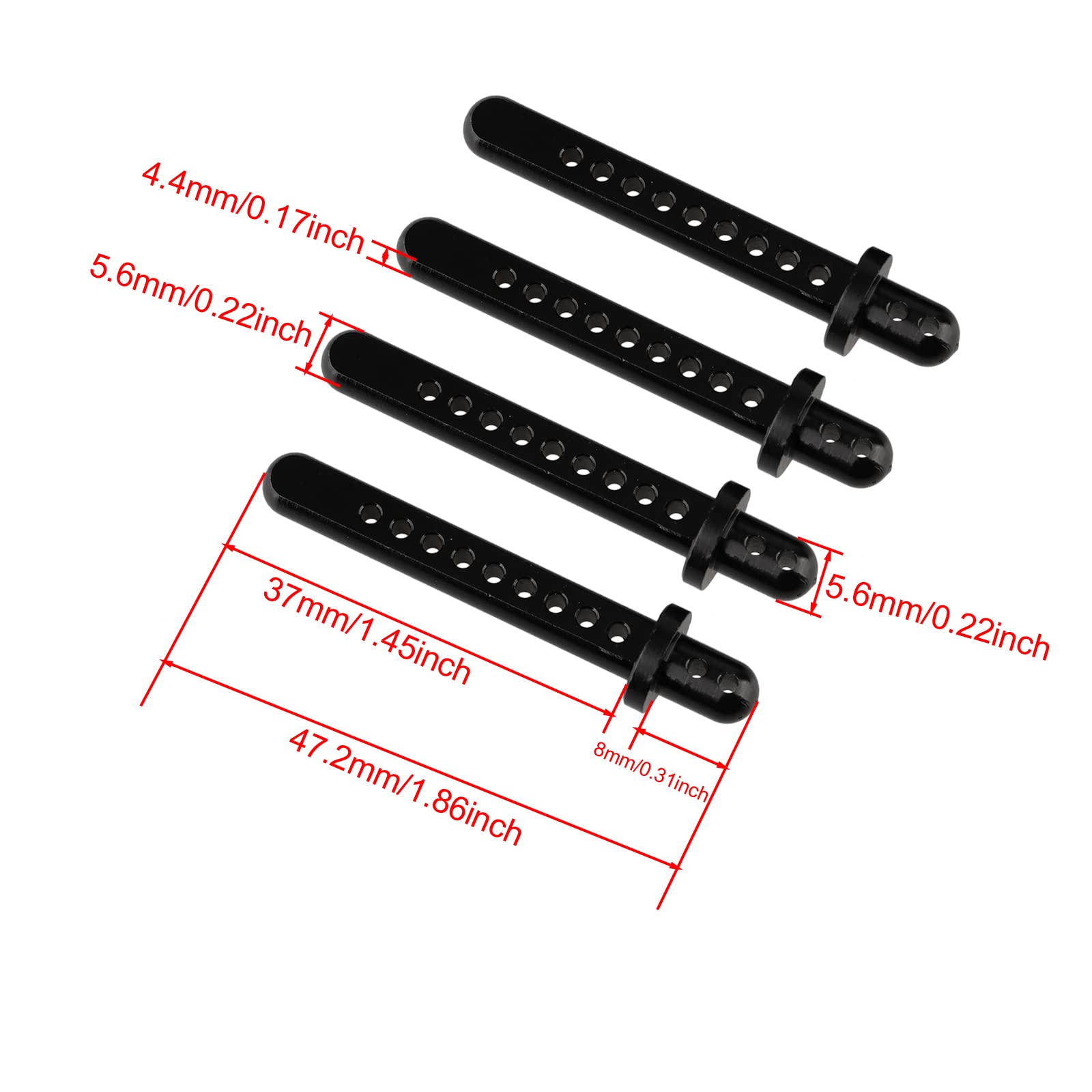 Shaluoman RC Aluminum Body Post Mounts for AXIAL 1:10 SCX10 Upgrade Parts Black Pack of 4