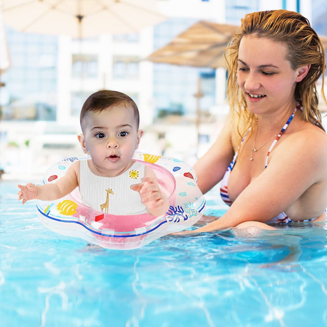 Arcimatto Baby Pool Floats, Inflatable Float Raft with Handle Safety Seat Double Airbag, Kids Swimming Ring Water Beach Floaties Party Toys, Toddler