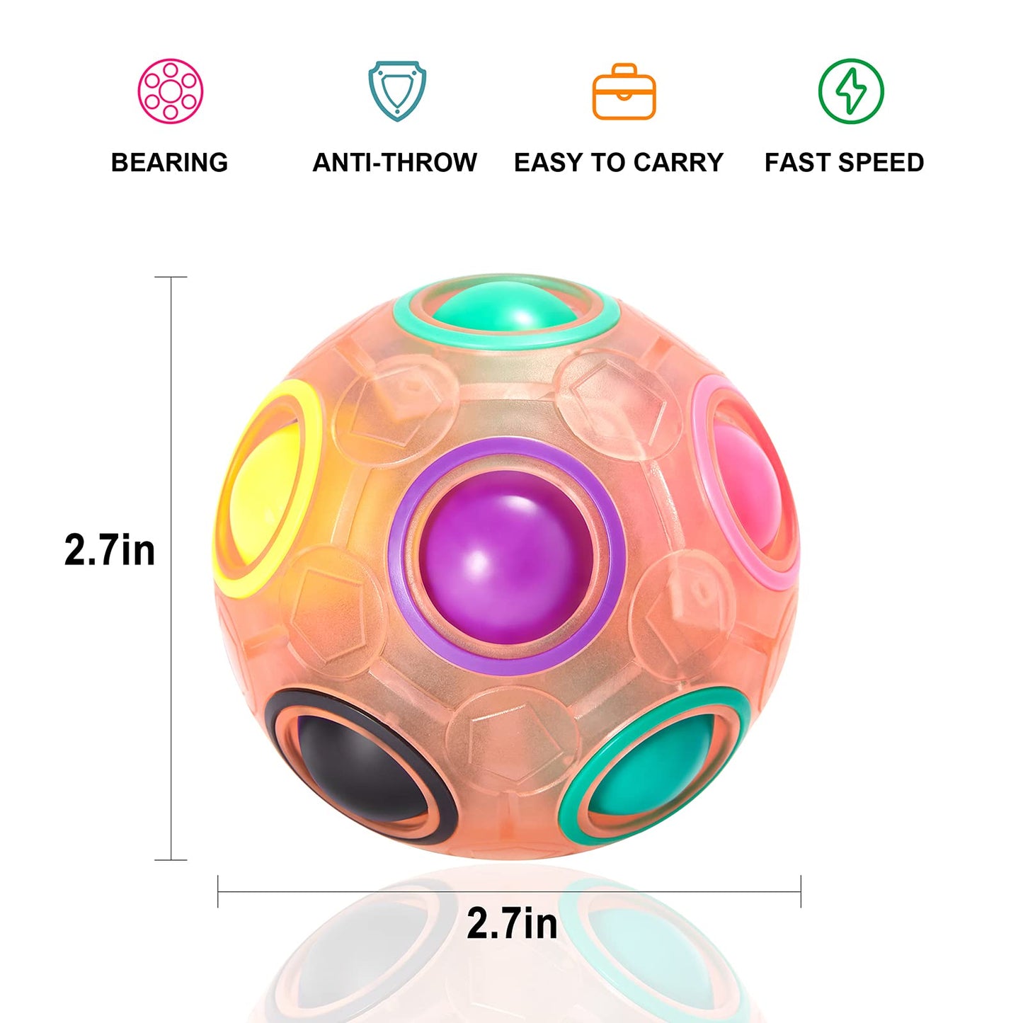 Vdealen Magic Rainbow Puzzle Ball, Fidget Ball Puzzle Brain Teaser Fidget Toy for Boys & Girls- Birthday Party Easter Valentines Christmas Stocking