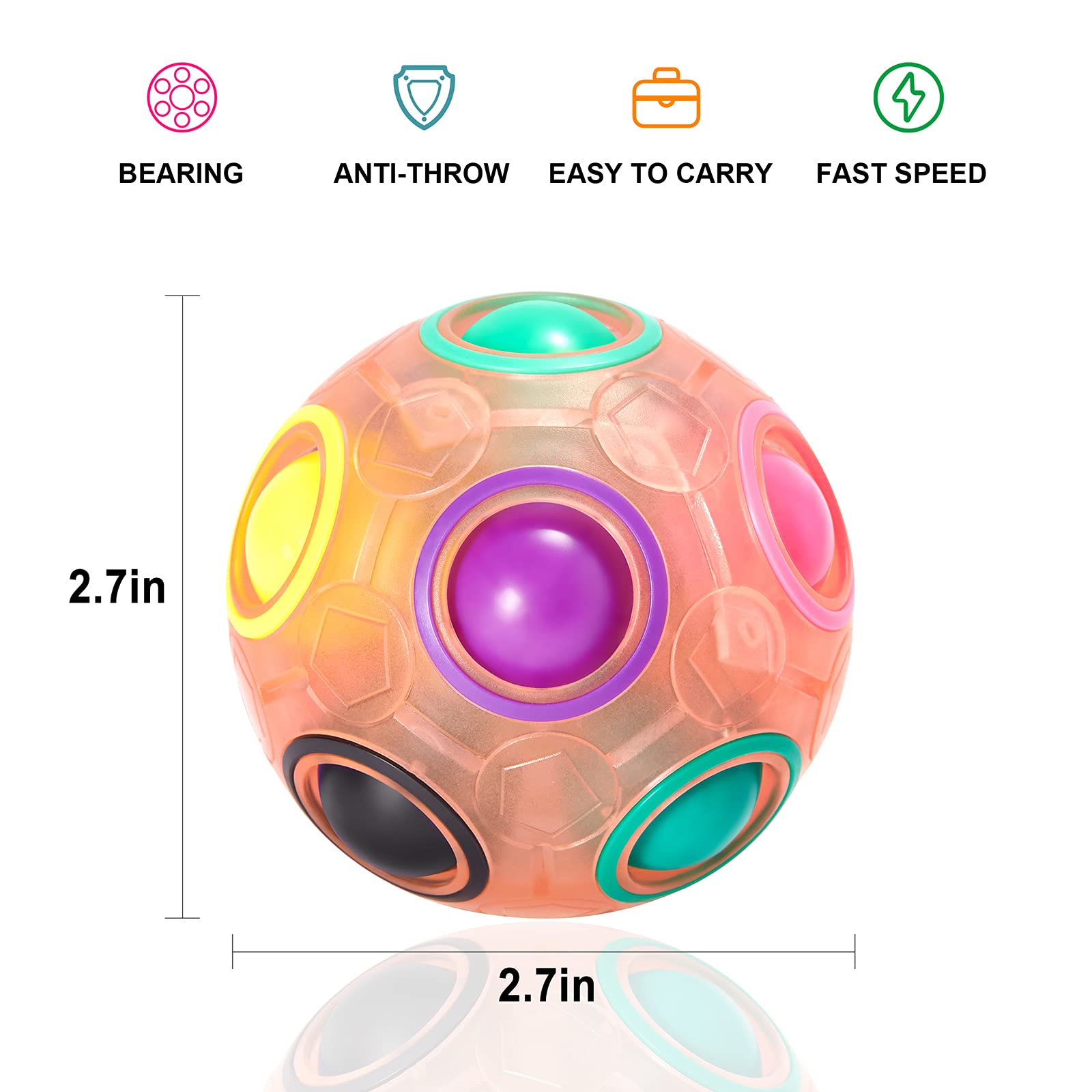Vdealen Magic Rainbow Puzzle Ball, Fidget Ball Puzzle Brain Teaser Fidget Toy for Boys & Girls- Birthday Party Easter Valentines Christmas Stocking