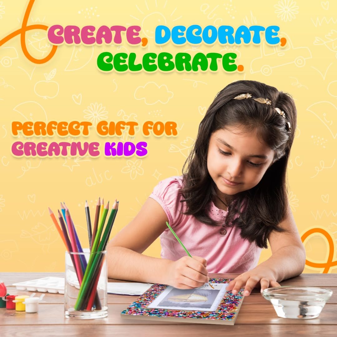Playbees Kids Picture Frame Mosaic Craft Kit Craft DIY Arts & Crafts for Kids Frame Kit Great Birthday Gifts for 3 4 5 6 7 8 9 10 11 12 Year Old