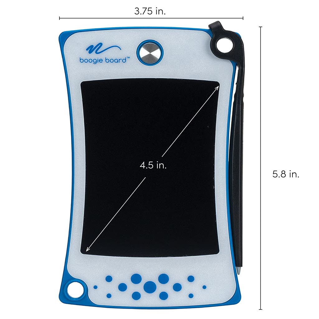 Boogie Board Jot Pocket Writing Tablet - Includes Small 4.5 in LCD Writing Tablet, Instant Erase, Stylus Pen and Built-in Kickstand, Blue