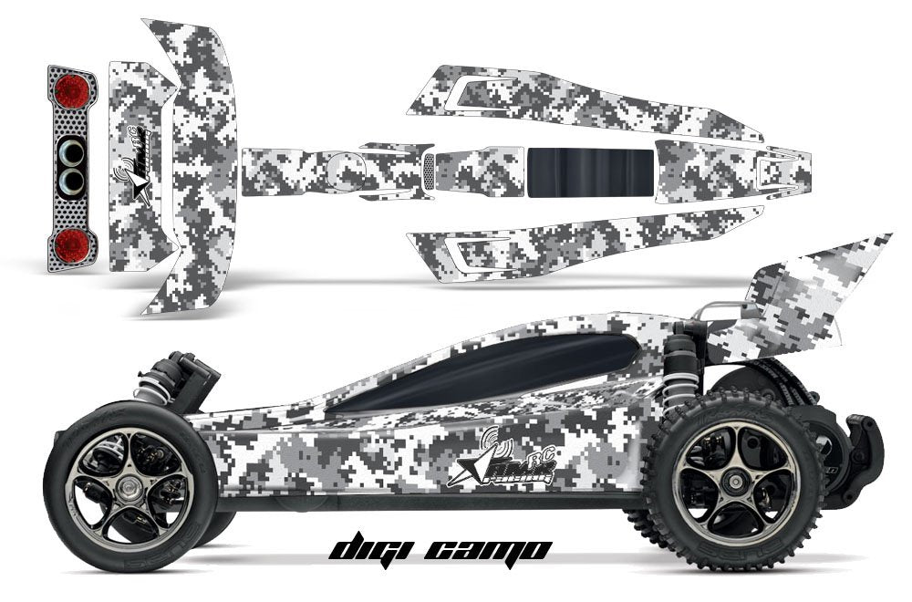 AMR Racing RC Graphics kit Sticker Decal Compatible with Traxxas Bandit VXL 1/10 #2407L - Digi Camo White