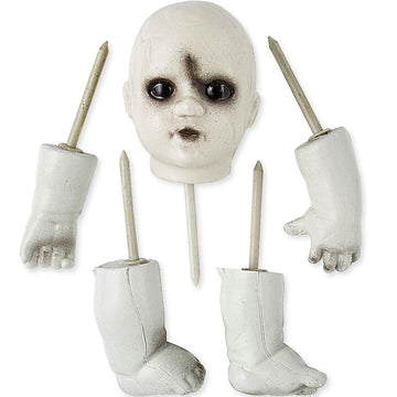 Fun Express Spooky Doll Pumpkin Poke-Ins Halloween Decoration, 5 Pieces