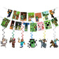 118Pcs Pixel Themed Party Decorations, Birthday Party Supplies Decorations Set-Plates Napkins Tablecloth Banners Fork etc for 20 Guests Kids Birthday