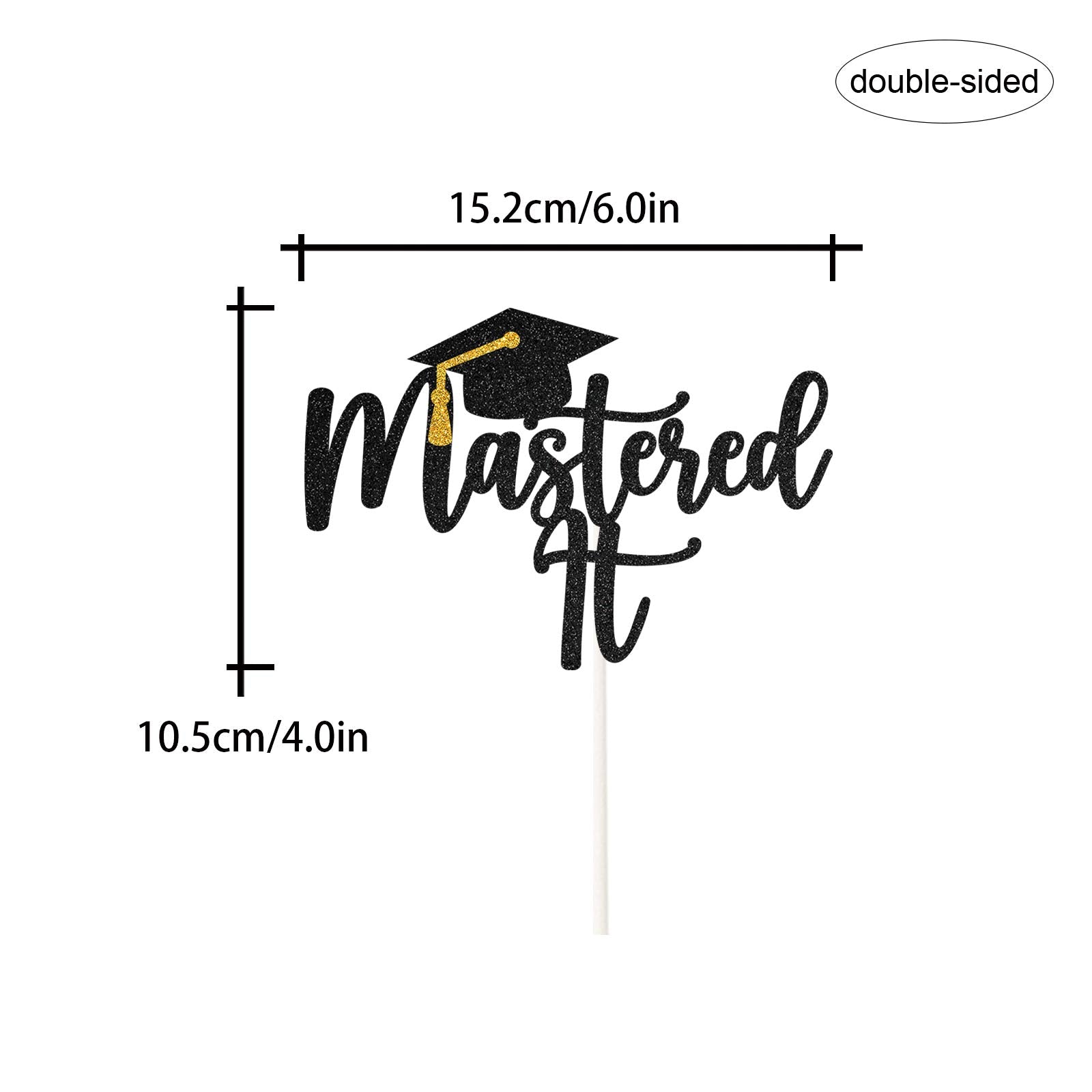 Black Glitter Mastered It Cake Topper,College Grad,Congratulations MBA Graduation Party Decorations Supplies 1