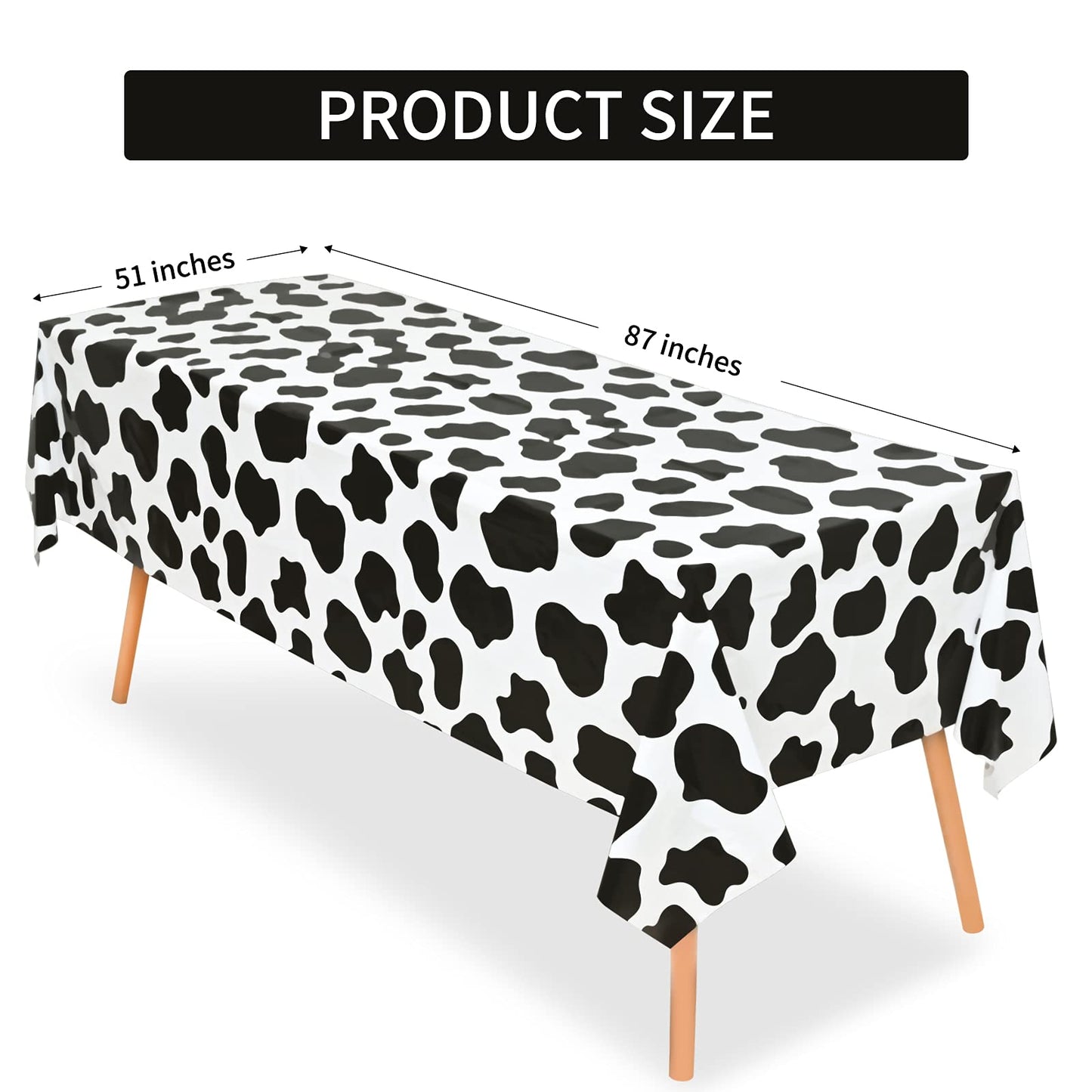 Lecferrarc 2 Pcs Cow Print Tablecloth Cow Plastic Table Cover 87 x 51 Inches Farm Animal Party Tablecovers for Birthday Party Supplies