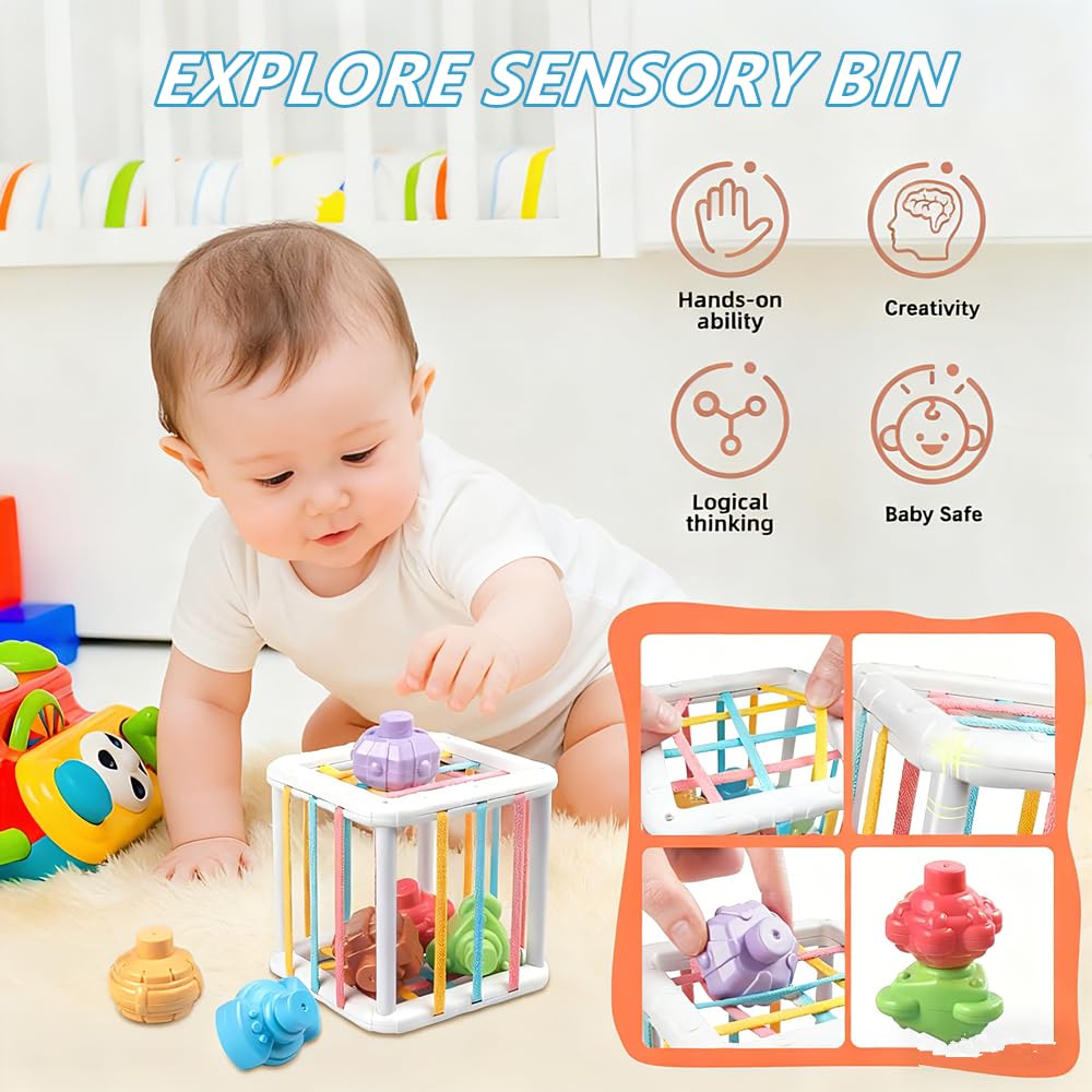 Montessori Baby Toys 6-12-18 Months, Toys for 1 + Year Old, Infant Teething Toy Stacking Building Blocks Shape Sorter, Spinner and More. Sorting