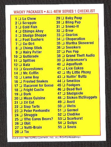 Topps Wacky Packages Series 1 Complete Set of 55 Stickers -Great Product Parodies- Designed After the Classic '70s Sets !!